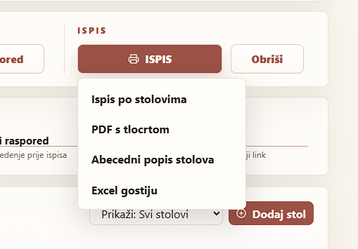 M-SEAT izbornik ispisa