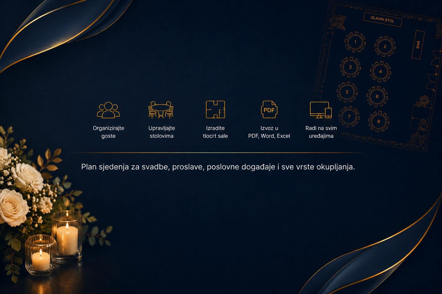 M-SEAT promotivni prikaz funkcija za plan sjedenja